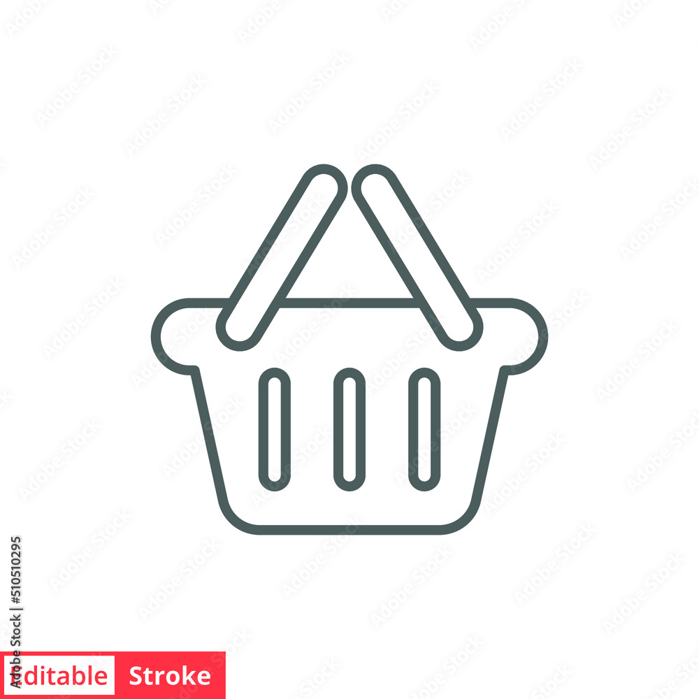 Shopping cart line icon. Simple outline style. Basket shop bag for online store. Vector design illustration isolated on white background. Editable stroke EPS 10. Shopping cart line icon. Simple outline style. Basket shop bag for online store. Vector design illustration isolated on white background. Editable stroke EPS 10.