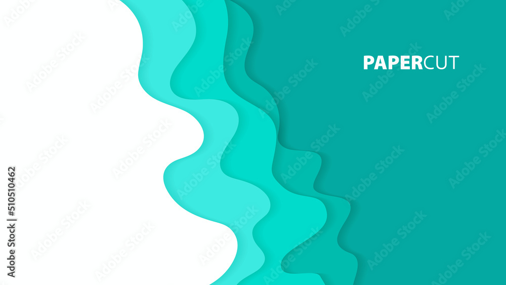 Green paper background cut out Abstract realistic textured paper cut decoration with wavy layers Green paper background cut out Abstract realistic textured paper cut decoration with wavy layers