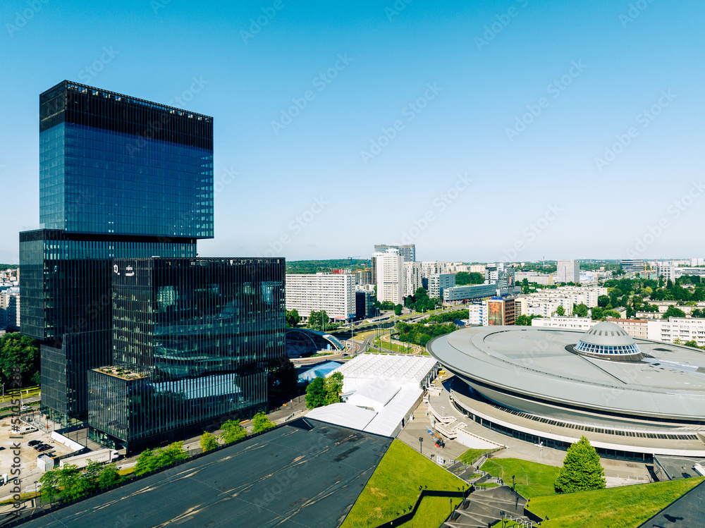 Obraz na płótnie Aerial photo of modern city center of Katowice, Upper Silesia. Poland. w salonie