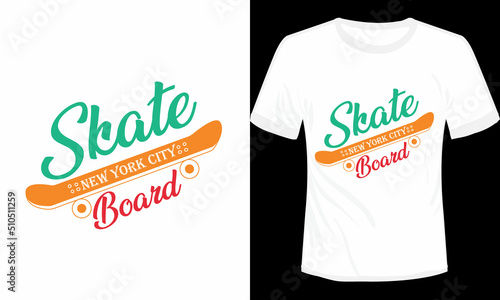 New York City Skate Board T-shirt Design Vector Illustration