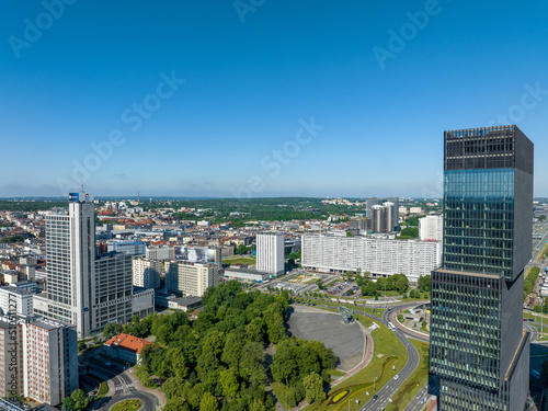 Aerial photo of modern city center of Katowice, Upper Silesia. Poland.