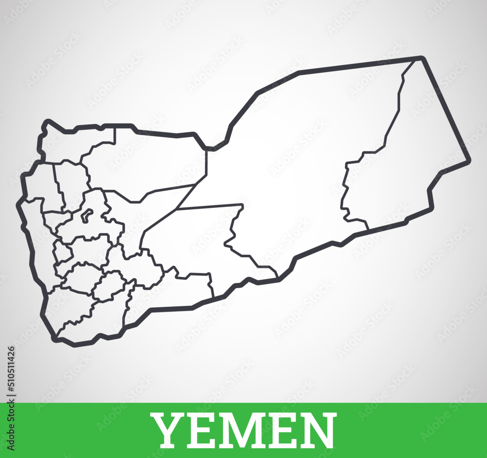 Simple outline map of Yemen. Vector graphic illustration.