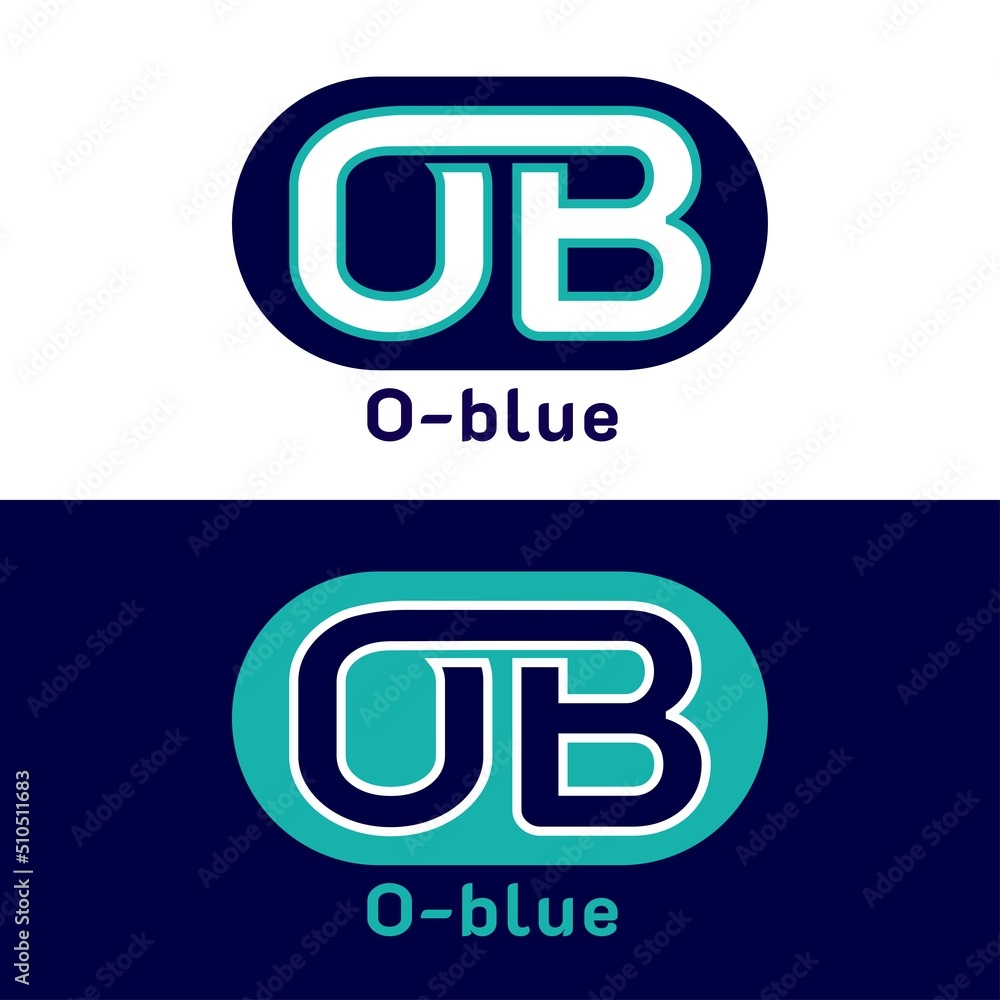 Letters OB, BO, O, B Logo. On blue, white, and dark blue colors. Premium and luxury emblem vector template Letters OB, BO, O, B Logo. On blue, white, and dark blue colors. Premium and luxury emblem vector template