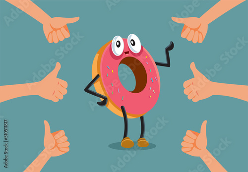 Thumbs Up for Delicious Happy Donut Mascot Vector Cartoon Illustration