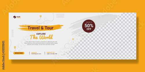 Travel and tour social media cover or web banner template