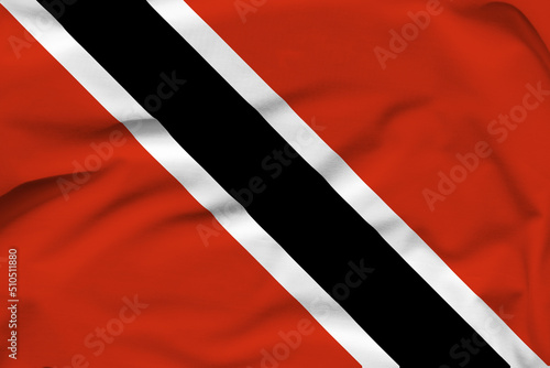 Trinidad and Tobago national flag, folds and hard shadows on the canvas