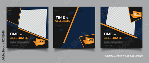 Realistic instagram posts graduation template