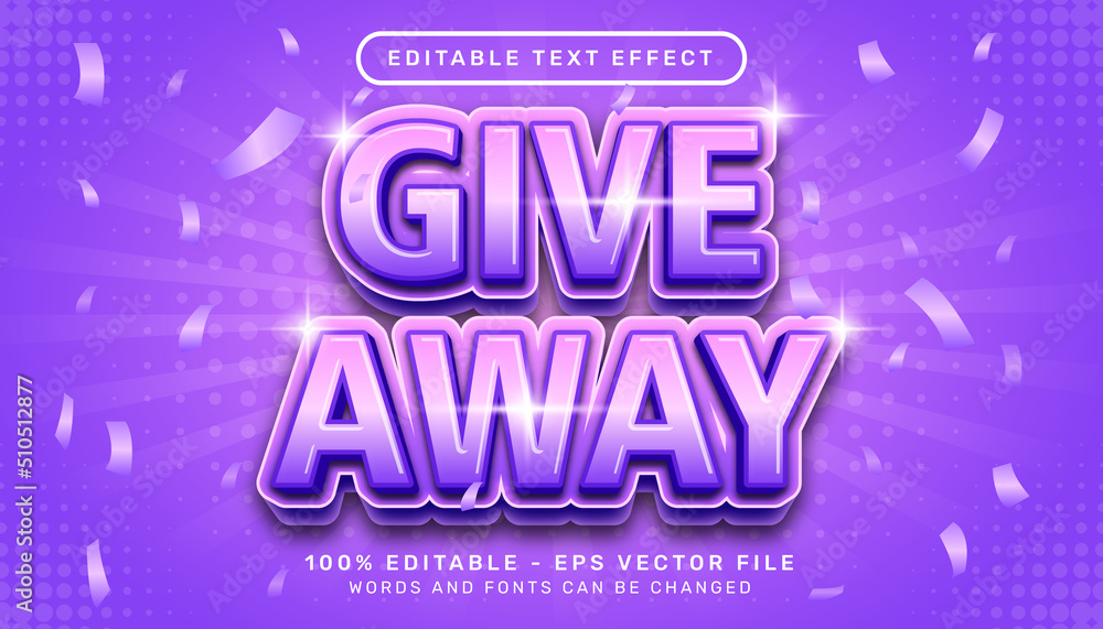 Editable text effect - give away 3d style concept