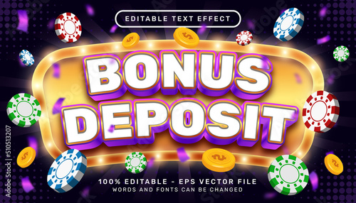 Editable text effect - bonus deposit casino 3d style concept