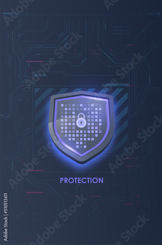 Information data and network protection. Shield protect icon. Internet privacy and safety. future tech technology business security system