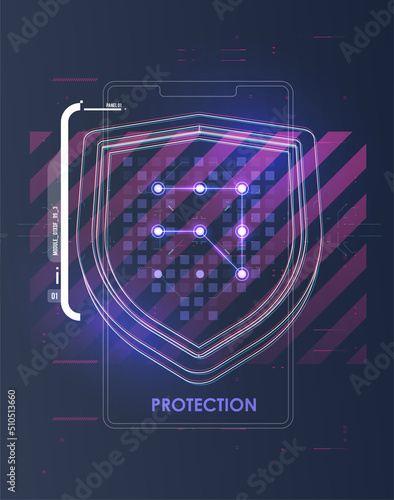Information data and network protection. Shield protect icon. Internet privacy and safety. future tech technology business security system