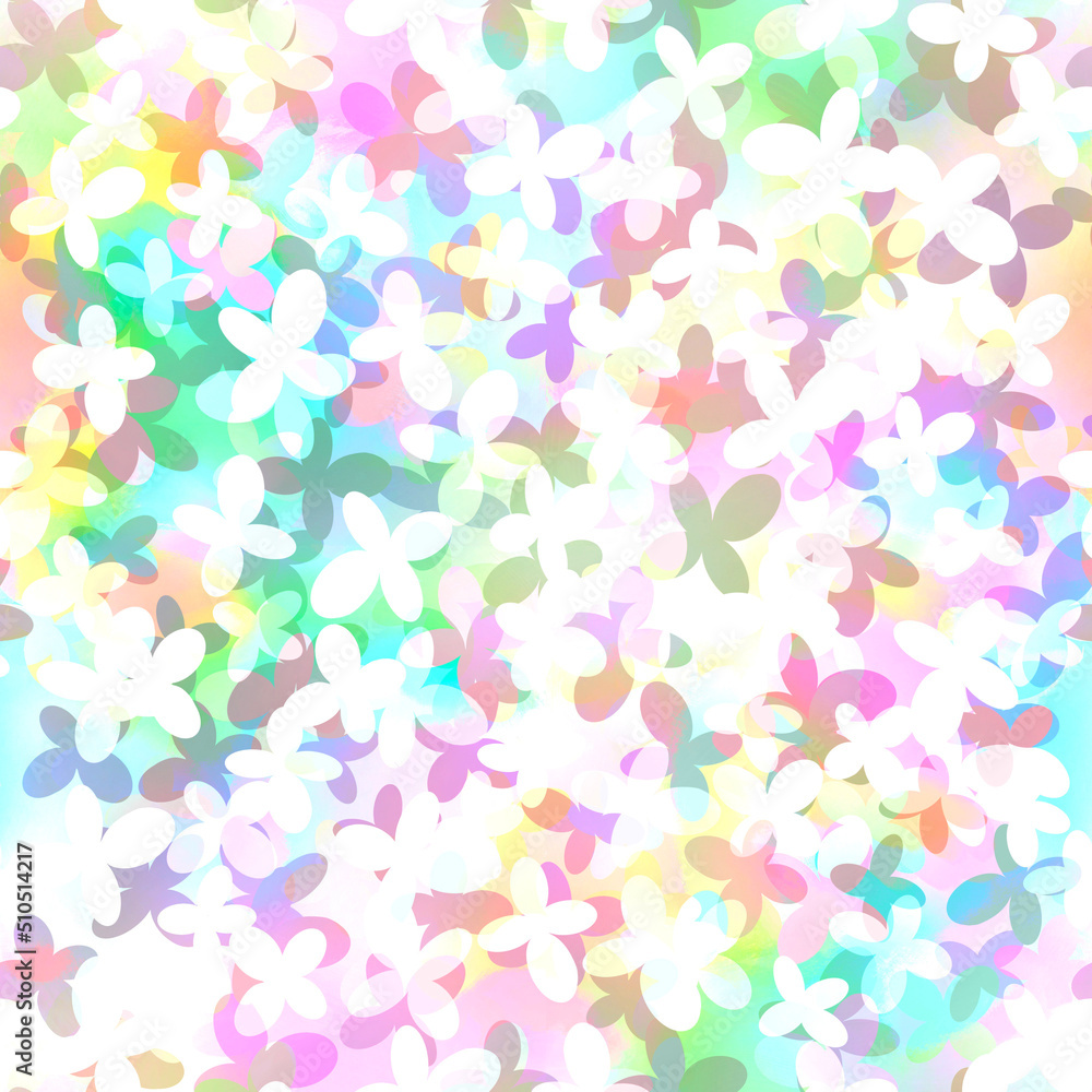 Light delicate rainbow spring - summer layered flowers seamless pattern Light delicate rainbow spring - summer layered flowers seamless pattern