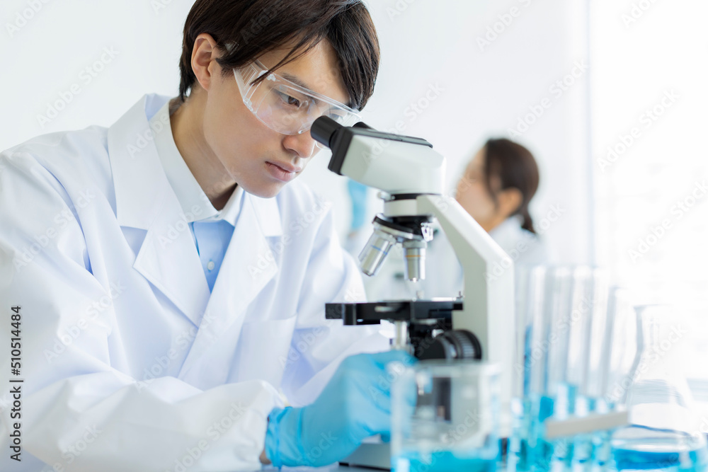 研究者 顕微鏡 研究者 顕微鏡