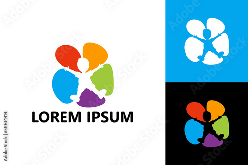 Colorful kid logo template design vector