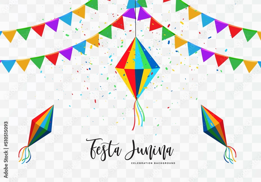 Obraz premium Brazilian festa junina event decorative party flag celebration card transparent background