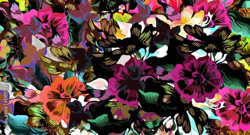 abstract computer stylized decorative vintage texture, background pattern of large strokes of paint, computer graphics colorful flower decor Design for tapestry, wallpaper, computer graphics floral