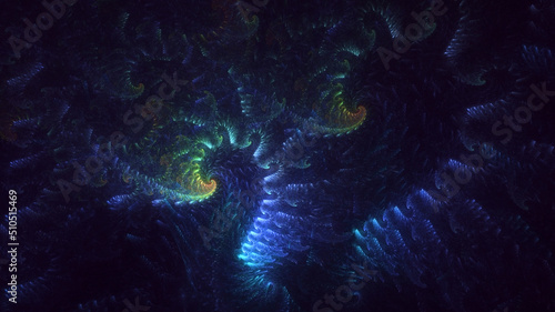 3D rendering abstract blue fractal light background