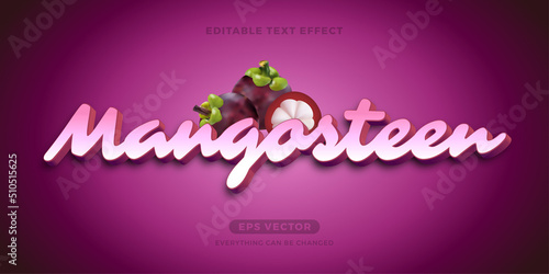 Mangosteen editable text effect style in natural color ideal for flyer, banner, signage, and graphic promo