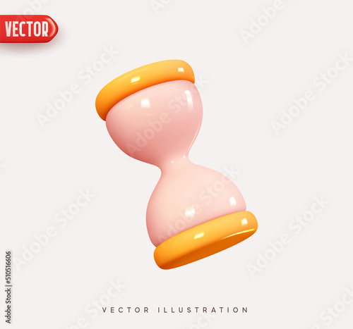 Time clock. Sand clock icon. Realistic 3d design In plastic cartoon style. Old watch. Hourglass vintage. vector illustration