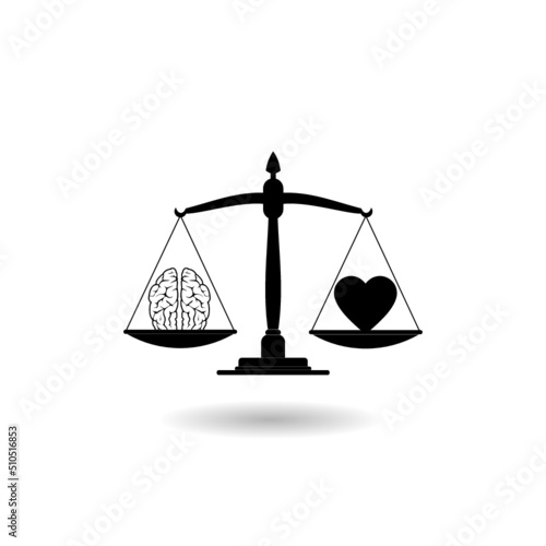 Bowls of scales in balance love and mind logo with shadow