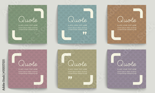 Quote bubbles, Premium quote frames templates set. Text in brackets, citation empty speech bubbles, Content for Social media, Vector illustration EPS.10