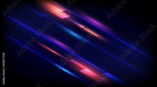 Modern abstract high-speed light effect. Technology futuristic dynamic motion on blue background. Movement pattern for banner or poster design background concept.