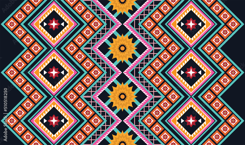 Geometric ethnic pattern for background,fabric,wrapping,clothing,wallpaper,Batik,carpet,embroidery style.