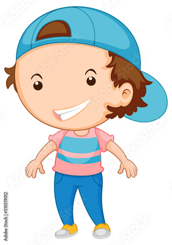 Cute boy cartoon character on white background
