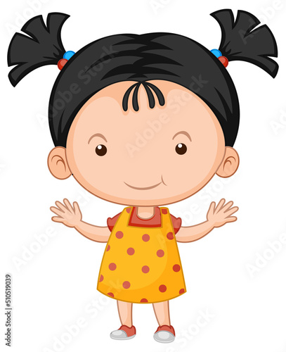 Cute girl cartoon character on white background