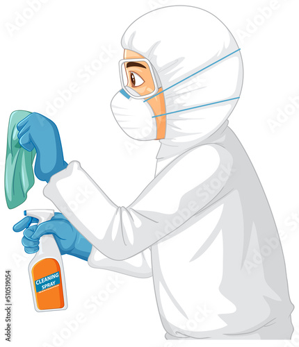 Man in protective hazmat suit
