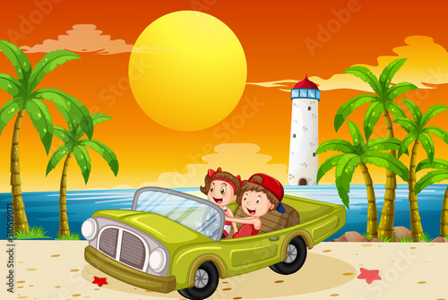 Road trip vacation at the beach