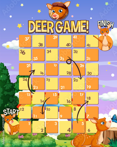 A snake ladder deer game template