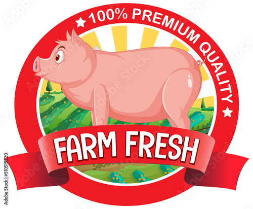 Pig farm fresh logo for pork products