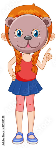 A girl wearing animal mask