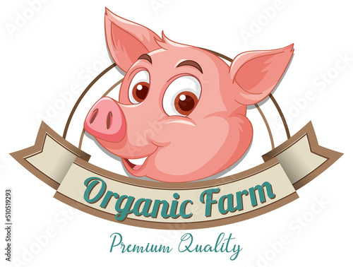 Pig cartoon character logo for pork products