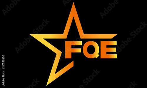 FQE golden luxury star icon three letter logo design vector template. royal logo | luxury logo | jewelry logo | premium logo | iconic logo | Victoria logo | photo