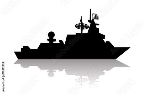 russian warship silhouette isolated on white