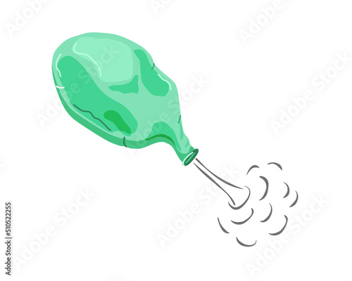  Balloon deflates, flies away. Scientific experiment. Vector cartoon illustration. 