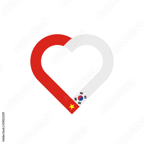 unity concept. heart ribbon icon of vietnam and south korea flags. vector illustration isolated on white background