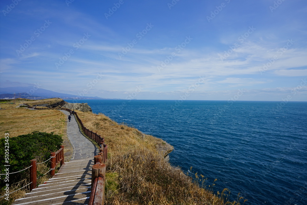 fascinating walkway at seaside cliff