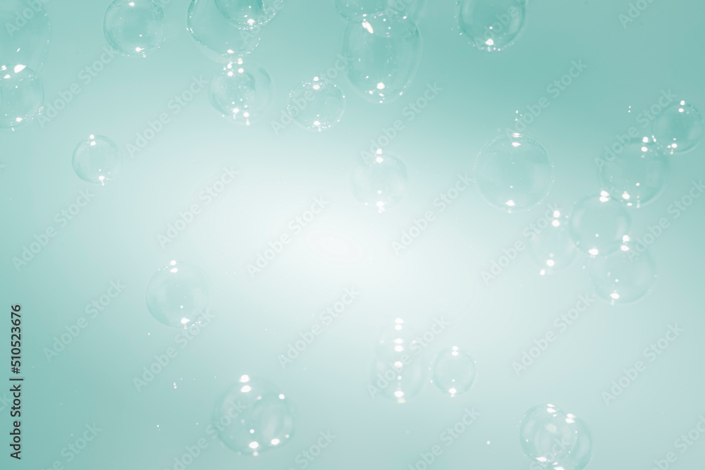 Beautiful Transparent Soap Bubbles with A White Space. Soap Sud Bubbles Water Background.