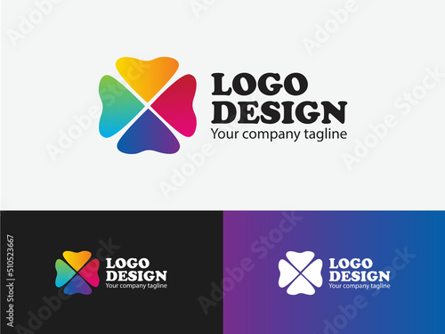 Clover Flower Colorful Logo Design. The concept of 4 hearts with colorful gradations. Can be used by companies in the arts industry, printing, foundations, etc.