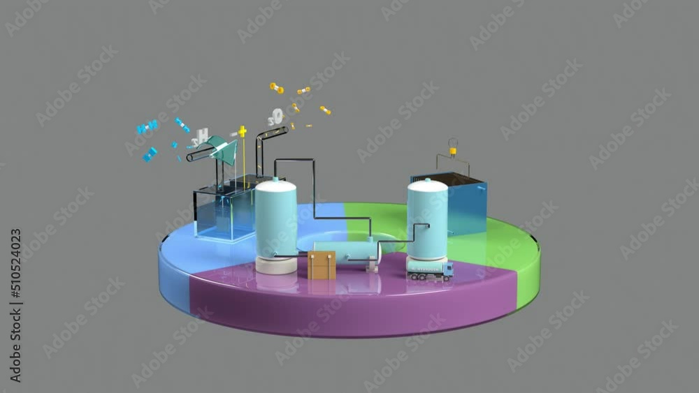 A video showing a fuel cell, hydrogen production, and hydrogen storage
