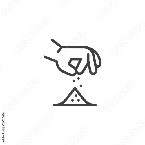 Hand sprinkles salt line icon