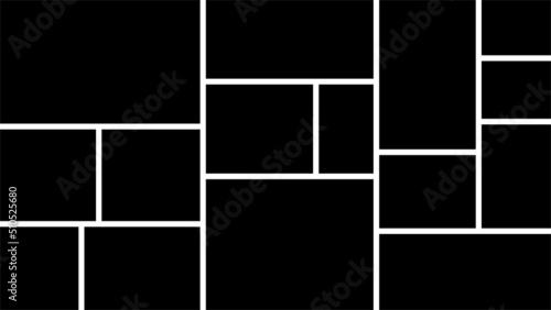 Collage seventeen empty frames. Templates photo parts. Vector illustration.