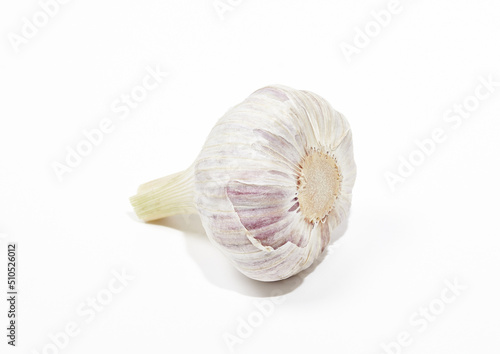 Raw whole garlic isolated on white background. Healthy food, ingredient for cooking