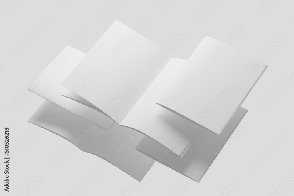 a4-a5-magazine-brochure-3d-rendering-white-blank-mockup-stock