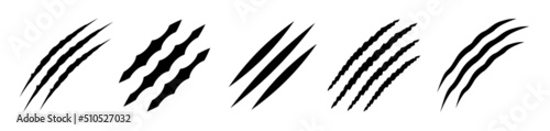 Claw scratches icon vector set. Wild animal claws marks 