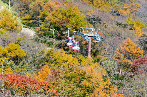 A ropeway leads up to the top of Mt. Haruna, Gunma prefecture, Japan.