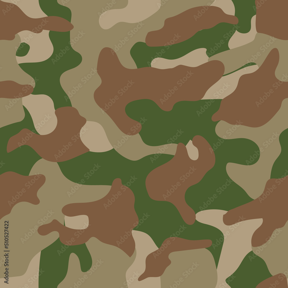 Fototapeta premium Vector military camouflage repeat seamless pattern background. Vector illustration. Great use for military fabric, army dress, theme dressmaking, etc. 